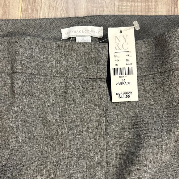NWT New York Company Grey Front Crease Wide Leg Dress Work Pants Chic  Size 16 - Picture 2 of 9